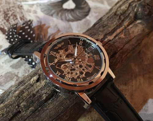 Winner Stainless Steel Skeleton Mechanical Watch.