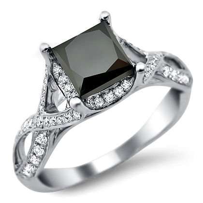 Certified 2.50CT Princess Cut Real & Natural Black Diamond Wedding/Engagement Ring @ Discount Offer.
