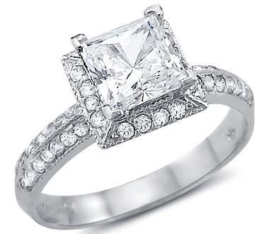 Certified 1.70CT Princess Cut Real & Natural Diamond Wedding/Engagement Ring With Matching Band