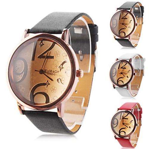 Women's PU Analog Quartz Wrist Watch with Large Scale (Assorted Colors)  #