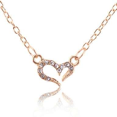 Gold Plated Zircon Heart Pattern Necklace #