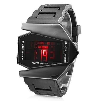 V Edition Men's Silicone Style Blue LED Wrist Watch with Date Function (Black