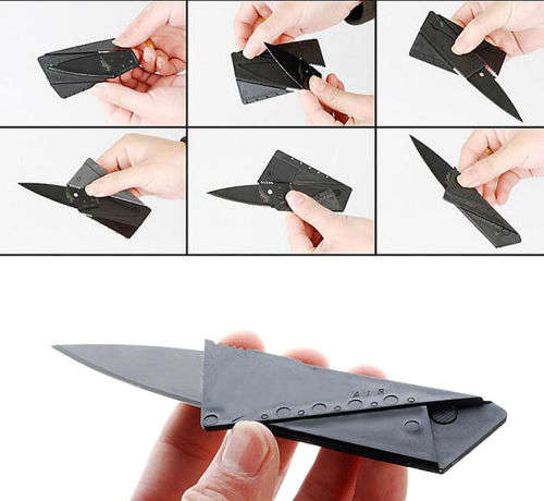 Cardsharp Credit Card Folding Razor Sharp Wallet Knife Survival Tool Thin Black