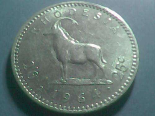 Rhodesia1964-- 25cent --coin Elizabeth the Second