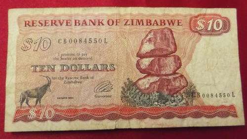 Zimbabwe 10 Dollar Note Harare 1994 Issued By Reserve Bank of Zimbabwe