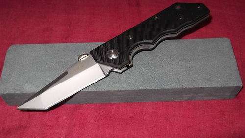 Buck 880 Folding Pocket Knife G10 Handle Plus Free Sharpening Stone