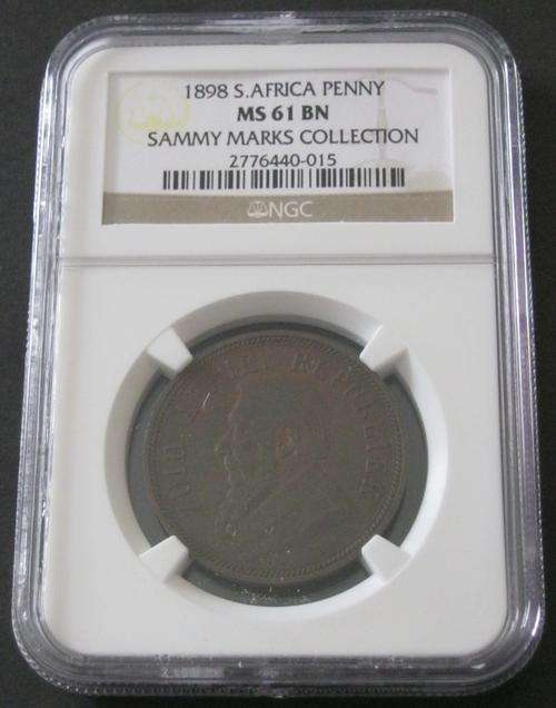 **Great Value**1898 ZAR Sammy Marks Penny NGC Graded MS61BN**Ultra Rare**R1 Start
