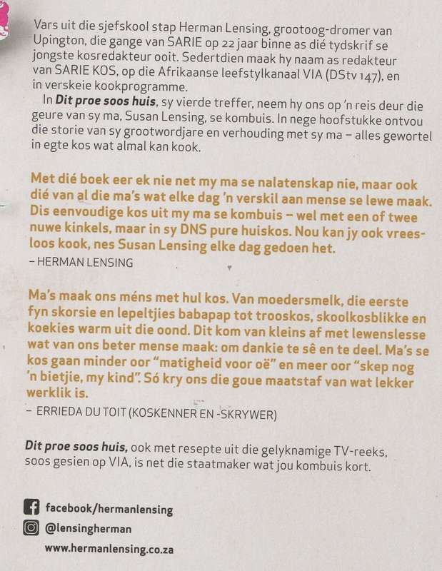 DIT PROE SOOS HUIS: GEURE VAN MY MA SE KOMBUIS by Herman Lensing