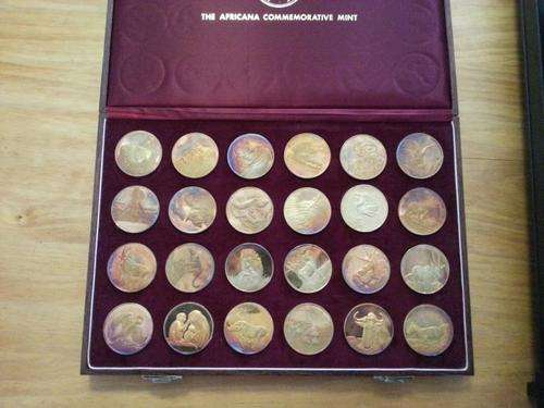 S.A.Wildlife Society 50th Anniversary 24kt Gold plated, Sterling Silver Medallion set