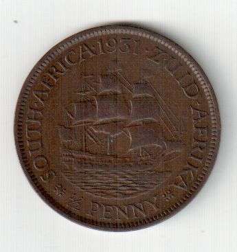 145 343 MINTAGE 1931 Half Penny "1/2 Penny"