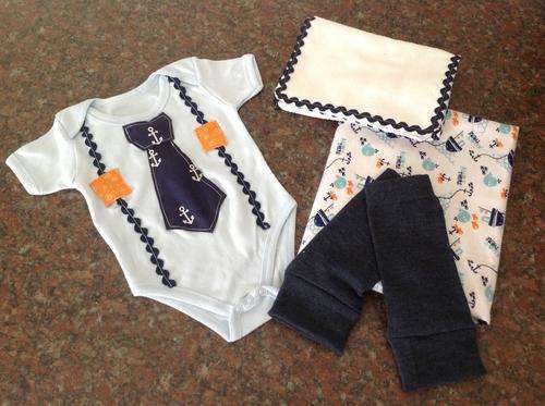 Ahoy Matey! Nautical Onesie Set in Light Blue