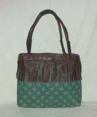 FINEST PURPLE FABRIC & LEATHER HANDBAG APHIWE 010