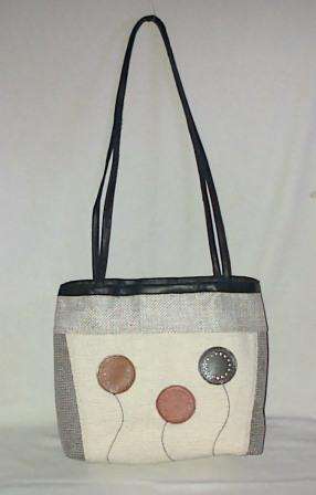 FINEST PURPLE FABRIC & LEATHER HANDBAG ABIGAIL 012