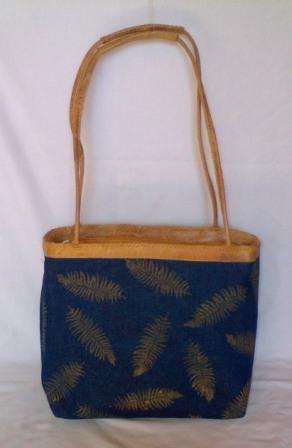 FINEST PURPLE FABRIC & LEATHER HANDBAG ABIGAIL 014