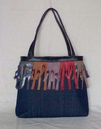 FINEST PURPLE FABRIC & LEATHER HANDBAG APHIWE 011