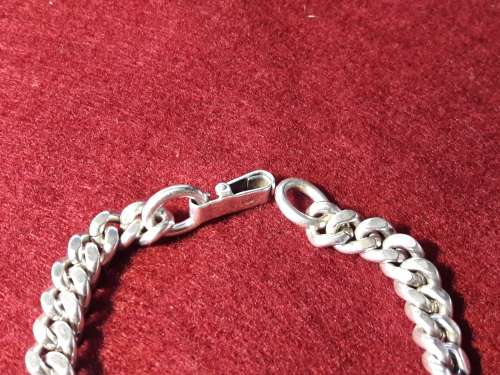 SOLID STERLING SILVER BLANK NAME BRACELET WITH OPEN FOLDOVER CLASP IN EXCELLENT CONDITION [40 g]