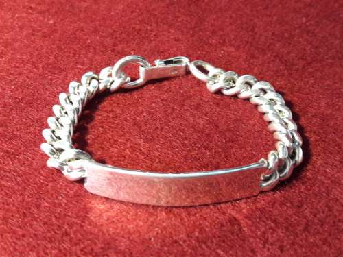 SOLID STERLING SILVER BLANK NAME BRACELET WITH OPEN FOLDOVER CLASP IN EXCELLENT CONDITION [40 g]