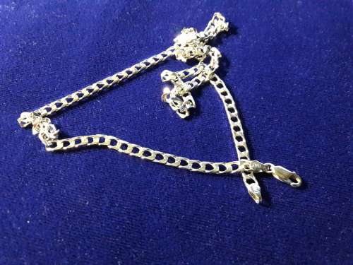 LOVELY STRONG LINK SOLID GENUINE STERLING SILVER NECKLACE WITH ITALIAN CLASP IN EXCELLENT CONDITION