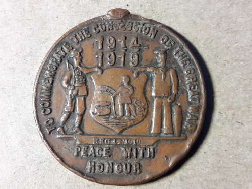 RARE WW1 28th June 1919 Johannesburg Peace Medal