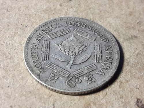 1938 SA UNION SIXPENCE [6d]