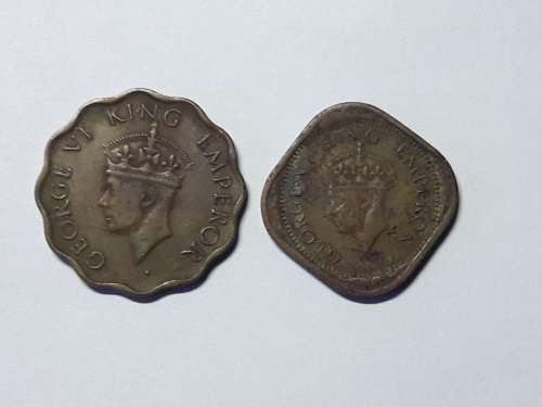 1943 INDIA BRITISH ONE ANNA AND HALF ANNA