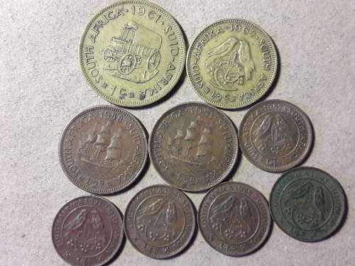 A LOT OF 9 SOUTH AFRICAN COINS