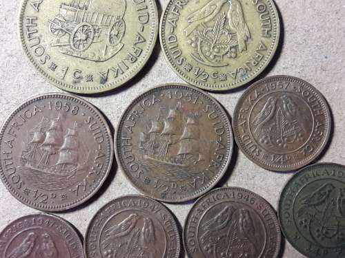 A LOT OF 9 SOUTH AFRICAN COINS
