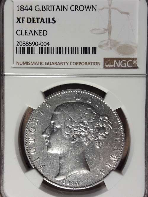1844 BRITISH SILVER 1 Crown - Victoria 1st portrait NGC GRADED [RARE COIN]