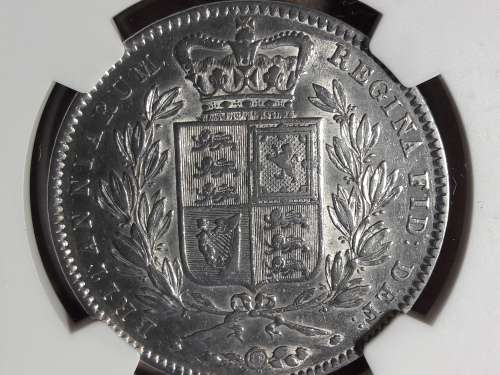 1844 BRITISH SILVER 1 Crown - Victoria 1st portrait NGC GRADED [RARE COIN]