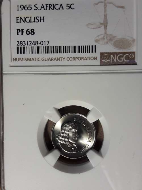 1965 RSA 5 CENT ENGLISH NGC GRADED PF 68 [POP 2]