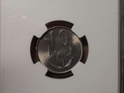 1965 RSA 10 CENT ENGLISH NGC GRADED MS 67 [POP 2. Only one coin graded better]