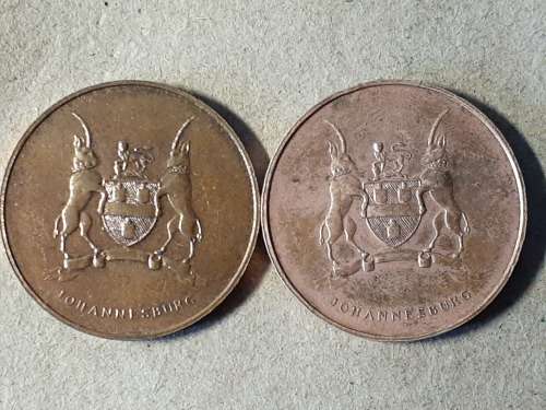 2 x 1966   5 Year Commemoration of the Republic of South Africa BRONZE MEDALLIONS