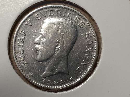 1934 SWEDEN SILVER 1 Krona - Gustaf V