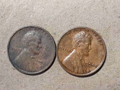1936 AND 1944 USA 1 Cent "Lincoln - Wheat Ears Reverse"