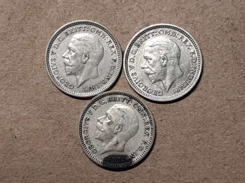 3 x BRITISH SILVER 3 PENCE