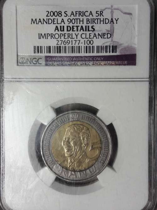 2008 RSA R5 MANDELA 90TH BIRTHDAY NGC GRADED AU DETAILS