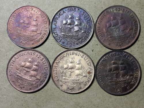 A LOT OF 6 SA UNION HALF PENNY's [UNC]
