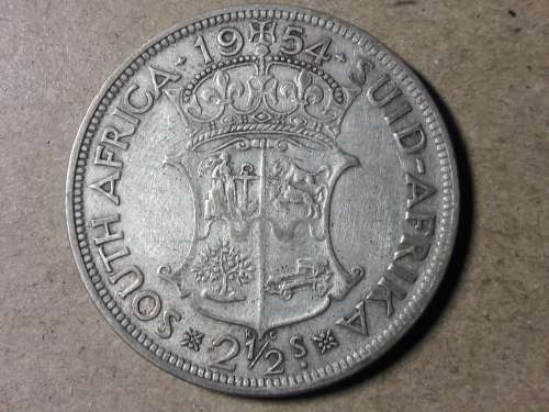 1954 SA UNION SILVER 2.5 SHILLINGS