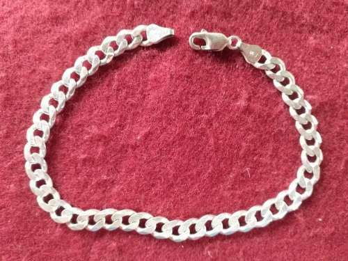LOVELY GENUINE SOLID STERLING SILVER CURB BRACELET WITH ITALIAN CLASP IN EXCELLENT CONDITION [15,7g]