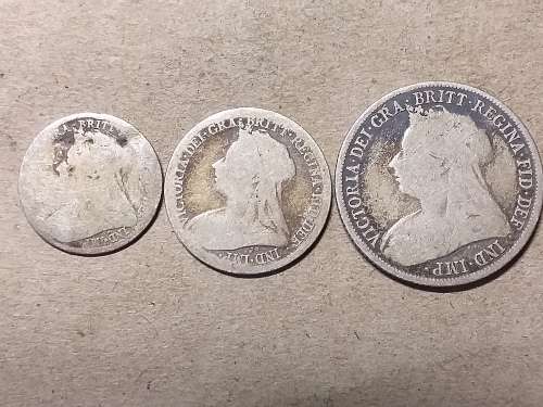 A LOT OF 3 STERLING SILVER BRITISH COINS [1896; 1900; 1897]