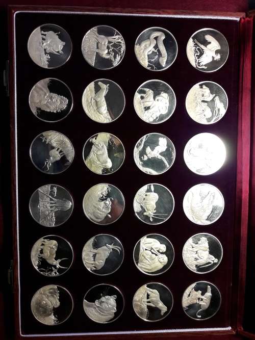 SA Wildlife Society 50th Anniversary Gold Plated STG Silver Medals Set [893 g]