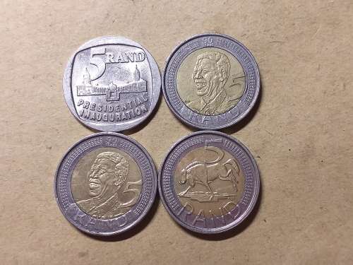 ONE BID FOR 4 x RSA FIVE RAND COINS