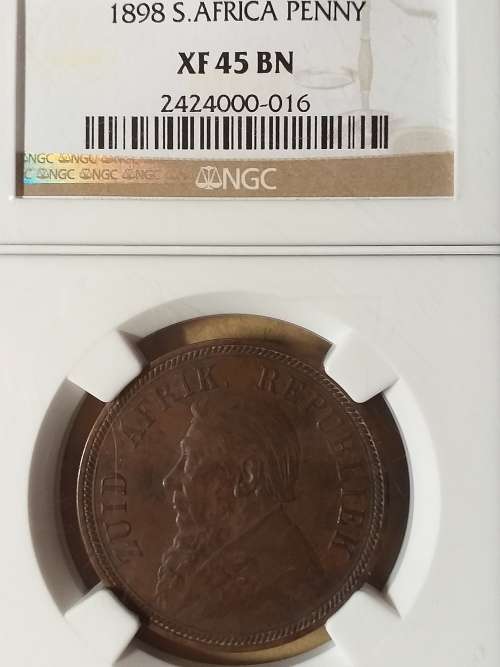 1898 ZAR PENNY NGC GRADED XF 45 BN
