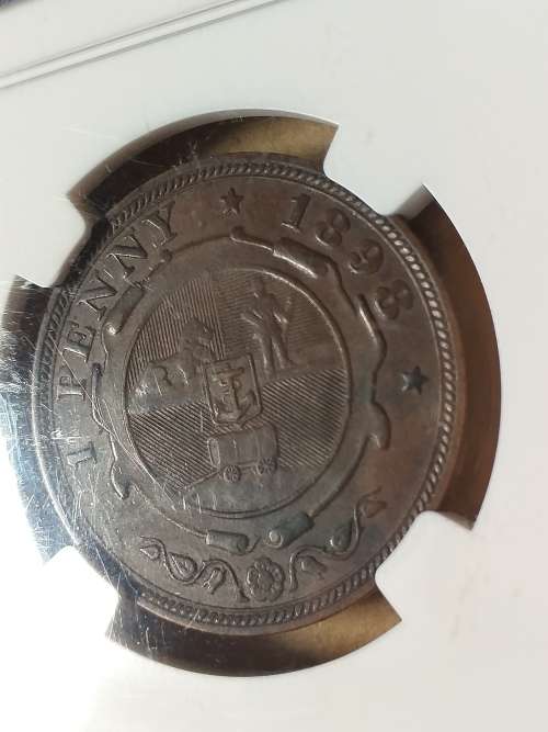 1898 ZAR PENNY NGC GRADED XF 45 BN