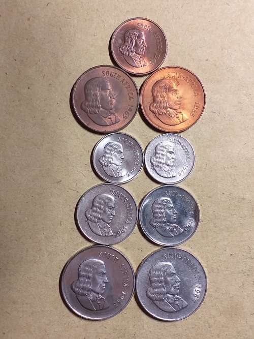 9 x 1965  RSA COINS INCLUDED 1 CENT ENGLISH [Some mint state or proof]
