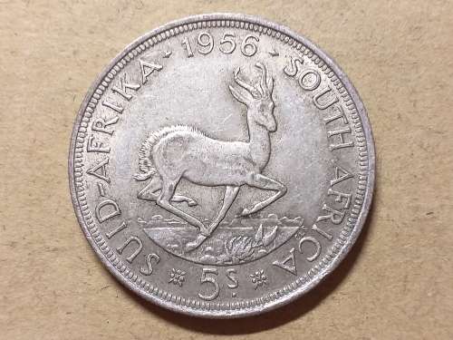 1956 SA UNION SILVER 5 SHILLINGS
