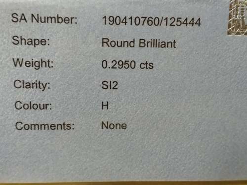 E.G.L. GRADED BRILLIANT ROUND DIAMOND [0.295 ct] SI2, H.