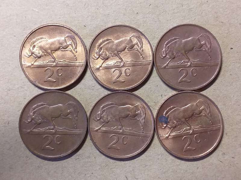 A LOT OF 6 RSA 2 CENT's [Different dates uncirculated]