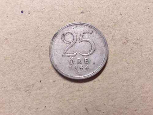 1944 Sweden SILVER  25 Öre - Gustaf V