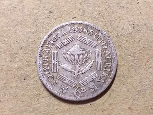 1938 SA UNION SILVER SIXPENCE [6d]